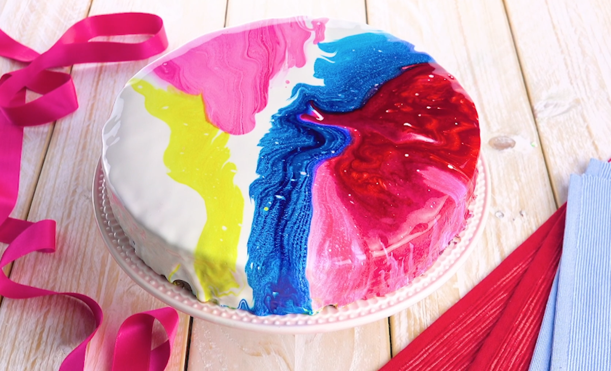 Rainbow Mirror Glaze Cake