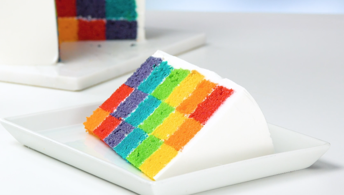 Rainbow Checkerboard Cake