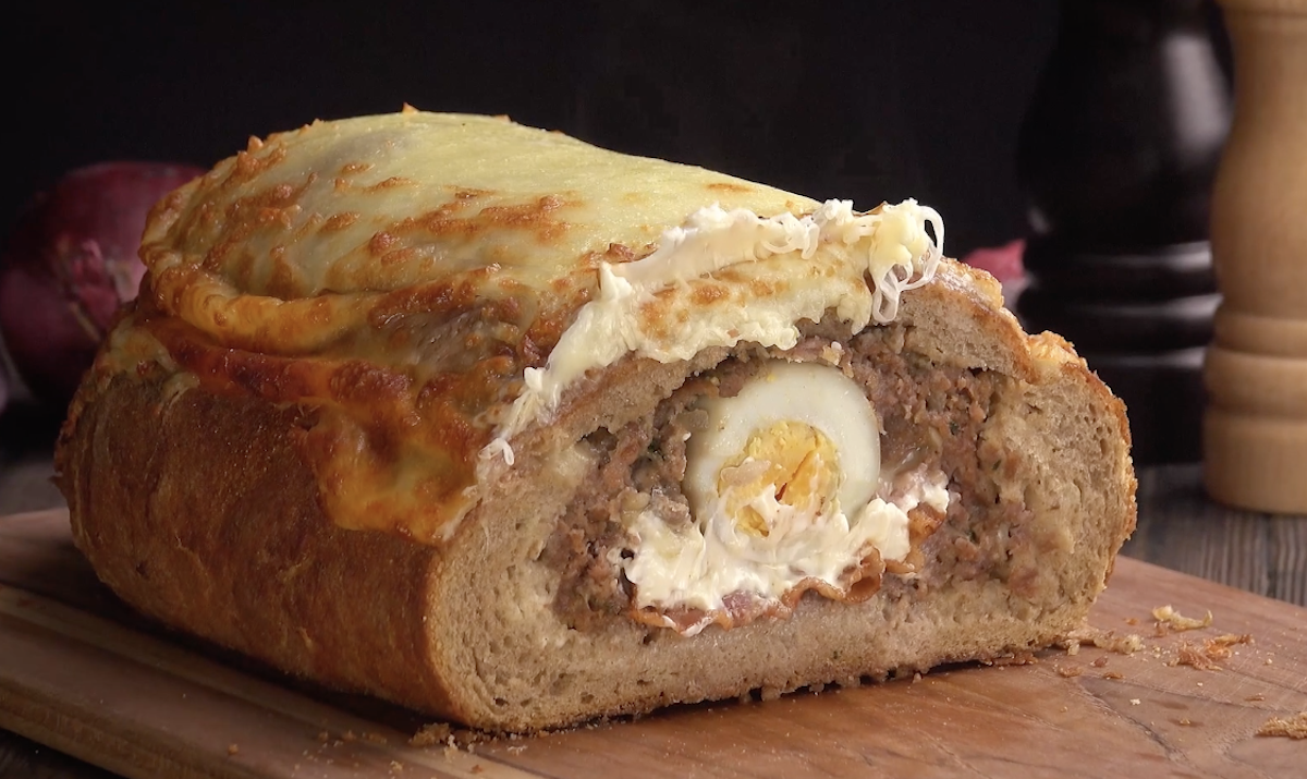Stuffed Meatloaf Baked In Bread